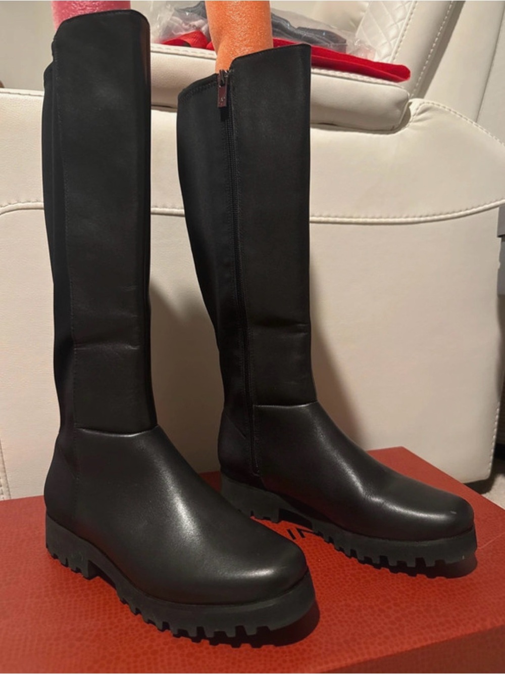 Donald J. Pliner Black Over-the-Knee Lug Sole Boots